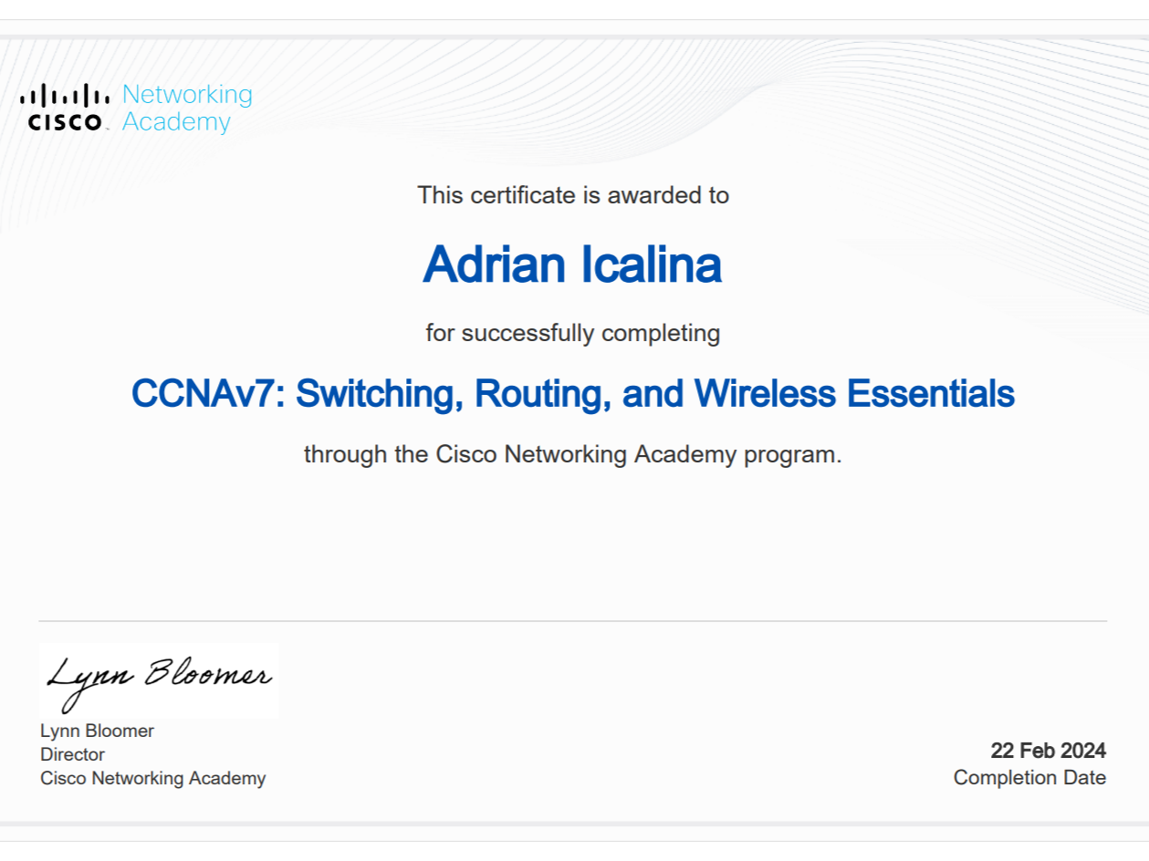 CCNA SRWE Certificate