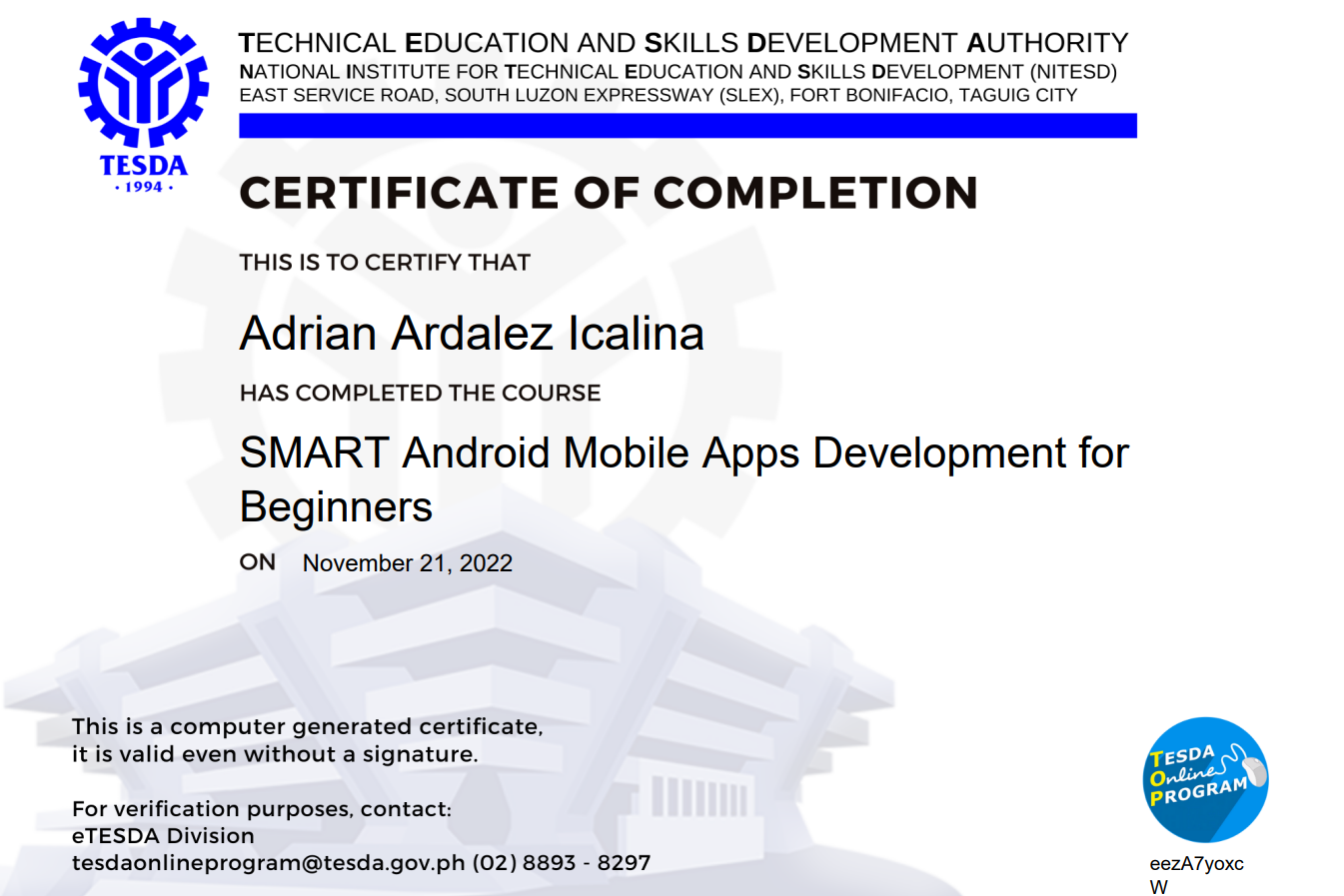 App Development Certificate